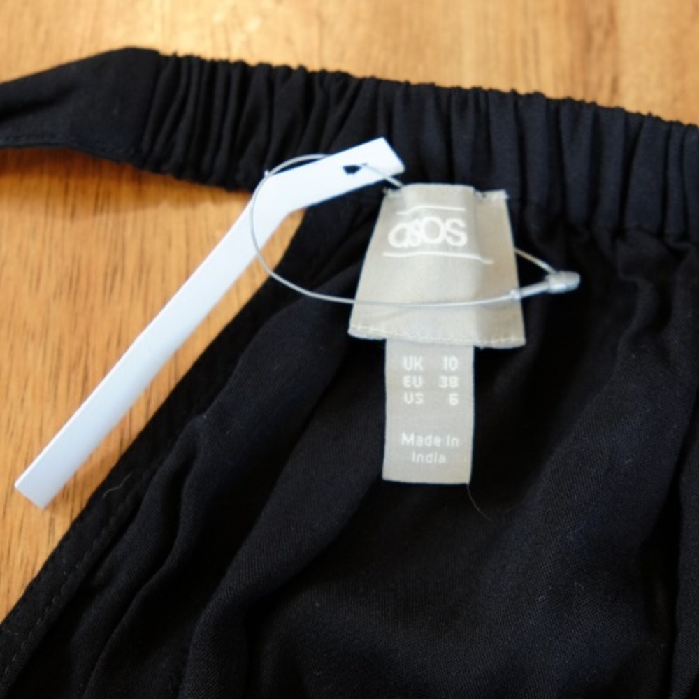NWT ASOS Romper Sz 6‎ Black Bandeau Tie Open Back Strapless Beach Coverup Retro - Picture 6 of 10